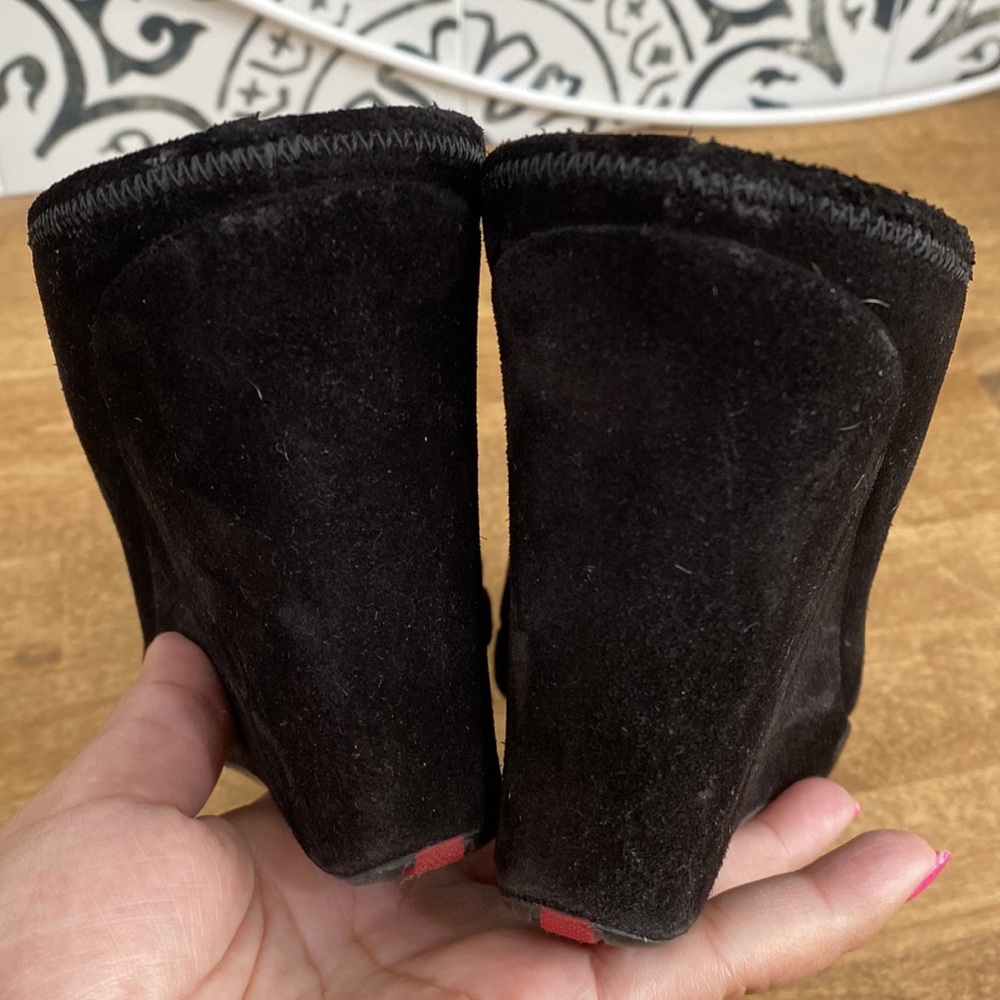 Prada Sport Black Suede Wedge Mules/Clogs - Picture 13 of 16